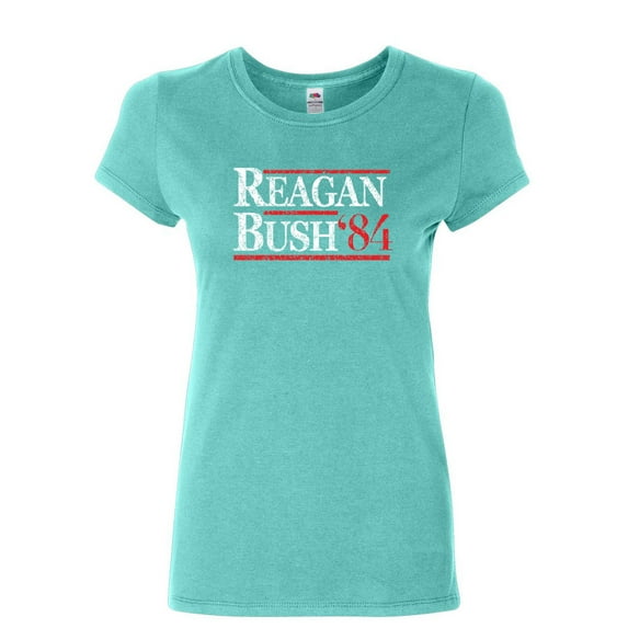Tee Hunt Reagan Bush '84 Women's T-Shirt Ronald American President History GOP Shirt, Light Blue, X-Large