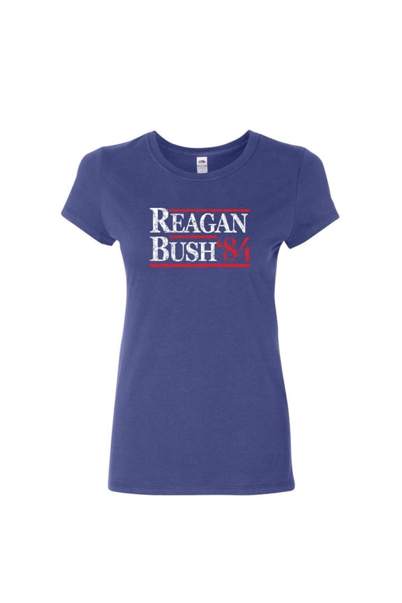 Reagan Bush '84 Women's T-Shirt Ronald American President History GOP Shirt