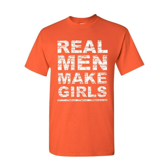 Tee Hunt Real Men Make Girls T-Shirt Dad Father's Day Daddy Daughter Gift Mens Shirt, Orange, 5X-Large