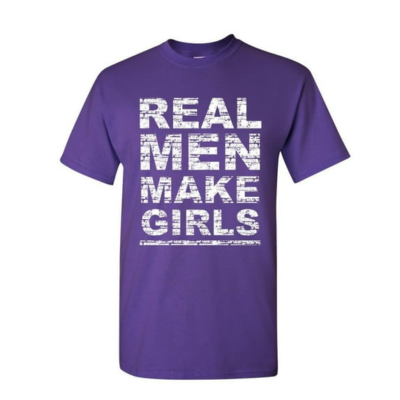 Tee Hunt Real Men Make Girls T-Shirt Dad Father's Day Daddy Daughter Gift Mens Shirt, Purple, X-Large