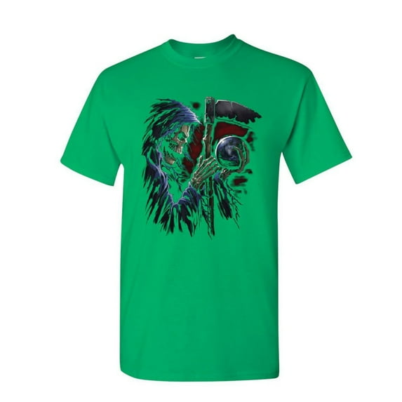 Tee Hunt Reaper Sphere Scythe T-Shirt Death Skull Creepy Scary Monster Mens, Green, 5X-Large