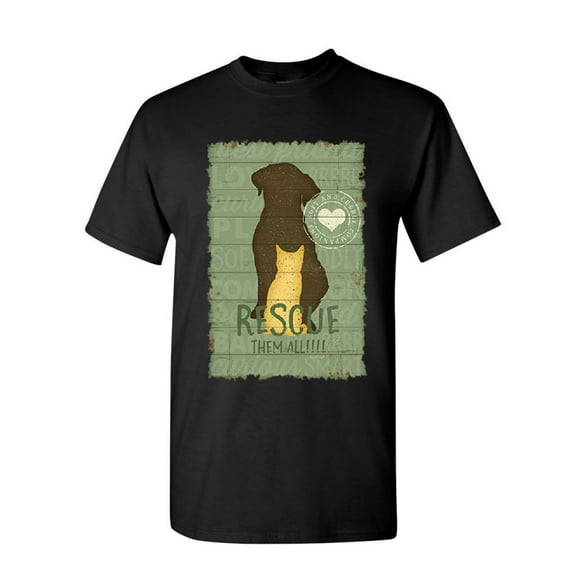 Tee Hunt Rescue Them All T-Shirt Animal Shelter Dog Cat Paw Kitten Puppy Mens Shirt, Black, Large