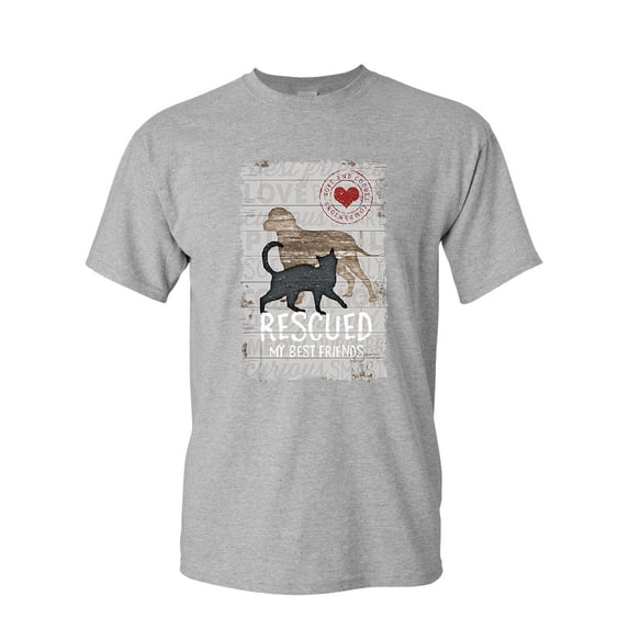 Tee Hunt Rescued My Best Friend T-Shirt Cat Dog Lovers Adopt a Pet Mens Shirt, Gray, 5X-Large