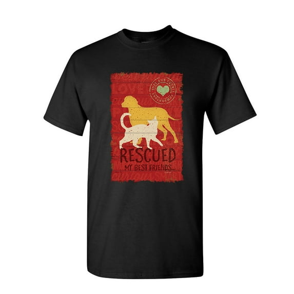 Tee Hunt Rescued My Best Friends T-Shirt Animal Shelter Dog Cat Lovers Mens Shirt