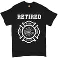 thumbnail image 1 of Tee Hunt Retired Firefighter Badge T-Shirt Fire and Rescue Fire Department Men's Tee, Black, Medium, 1 of 5