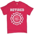 thumbnail image 1 of Tee Hunt Retired Firefighter Badge T-Shirt Fire and Rescue Fire Department Men's Tee, Hot Pink, Small, 1 of 5