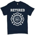 thumbnail image 1 of Tee Hunt Retired Firefighter Badge T-Shirt Fire and Rescue Fire Department Men's Tee, Navy Blue, X-Large, 1 of 5