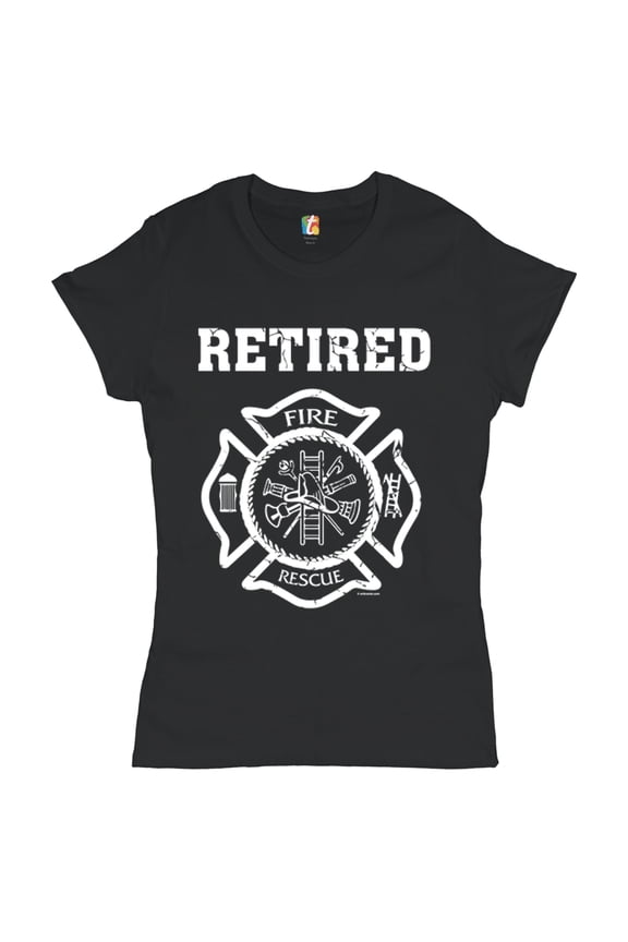 Retired Firefighter Badge T-Shirt Fire and Rescue Fire Department Women's T-Shirt Tee