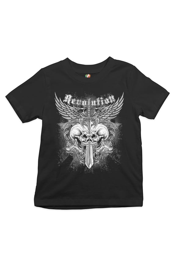 Revolution Gothic Skulls Kid's Shirt Angel Wings Skeleton Horror Boys Girls Tee