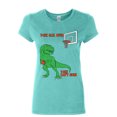 thumbnail image 1 of Tee Hunt Rex Can't Dunk Funny Women's T-Shirt Basketball Tyrannosaurus Fail, Light Blue, 3X-Large, 1 of 5