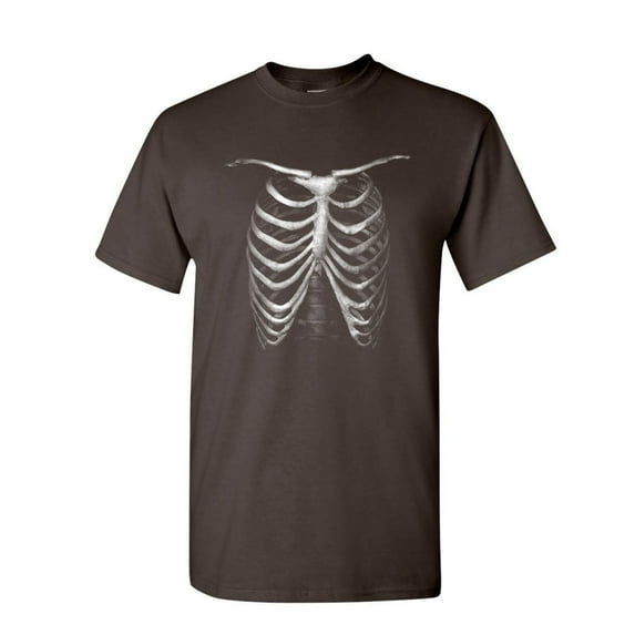 Tee Hunt Rib Cage Glow in The Dark T-Shirt Skeleton Halloween Bones Xray Mens Shirt, Brown, X-Large