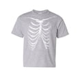 thumbnail image 1 of Tee Hunt Rib Cage Glow in the Dark Youth T-Shirt Skeleton Halloween Bones Xray Kids Tee, Gray, Large, 1 of 5