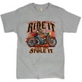 thumbnail image 1 of Tee Hunt Ride It Like You Stole It T-shirt Biker Born to Be Wild Motorcycle Men's Tee, Gray, Large, 1 of 5