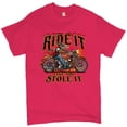 thumbnail image 1 of Tee Hunt Ride It Like You Stole It T-shirt Biker Born to Be Wild Motorcycle Men's Tee, Hot Pink, 3X-Large, 1 of 5