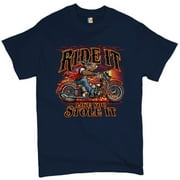 Tee Hunt Ride It Like You Stole It T-shirt Biker Born to Be Wild Motorcycle Men's Tee, Navy Blue, 3X-Large