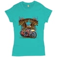 thumbnail image 1 of Tee Hunt Ridin' High T-Shirt Biker Forever American Eagle Women's T-Shirt Tee, Light Blue, Small, 1 of 5