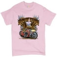 thumbnail image 1 of Tee Hunt Ridin' High T-shirt Biker Forever Chopper Rider American Eagle Men's Tee, Light Pink, X-Large, 1 of 5