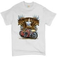 thumbnail image 1 of Tee Hunt Ridin' High T-shirt Biker Forever Chopper Rider American Eagle Men's Tee, White, 5X-Large, 1 of 5