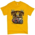 thumbnail image 1 of Tee Hunt Ridin' High T-shirt Biker Forever Chopper Rider American Eagle Men's Tee, Yellow, Large, 1 of 5