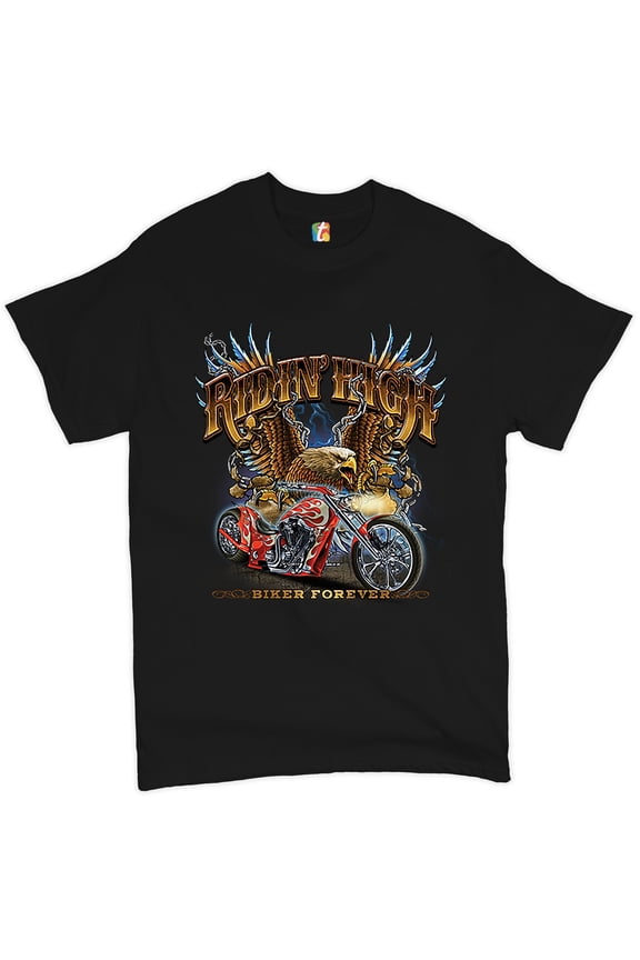 Ridin' High T-shirt Biker Forever Chopper Rider American Eagle Men's Tee