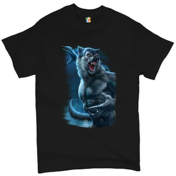 Tee Hunt Roaring Werewolf T-shirt Halloween Horror Scary Gothic Monster Men's Tee, Black, Medium