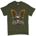 thumbnail image 1 of Tee Hunt Rolling Thunder T-Shirt Biker Born to Be Wild Bald Eagle Outlaw Men's Tee, Military Green, Medium, 1 of 5