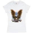 thumbnail image 1 of Tee Hunt Rolling Thunder T-Shirt Biker Born to Be Wild Bald Eagle Outlaw Women's T-Shirt Tee, White, XX-Large, 1 of 5