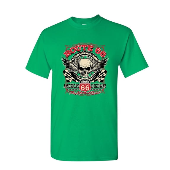 Tee Hunt Route 66 The Mother Road T-Shirt Live to Ride America's Highway Mens Shirt, Green, 5X-Large