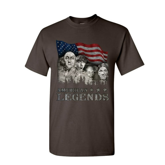 Tee Hunt Rushmorons The Three Stooges T-Shirt Mount Rushmore Funny Parody Mens Shirt, Brown, Medium