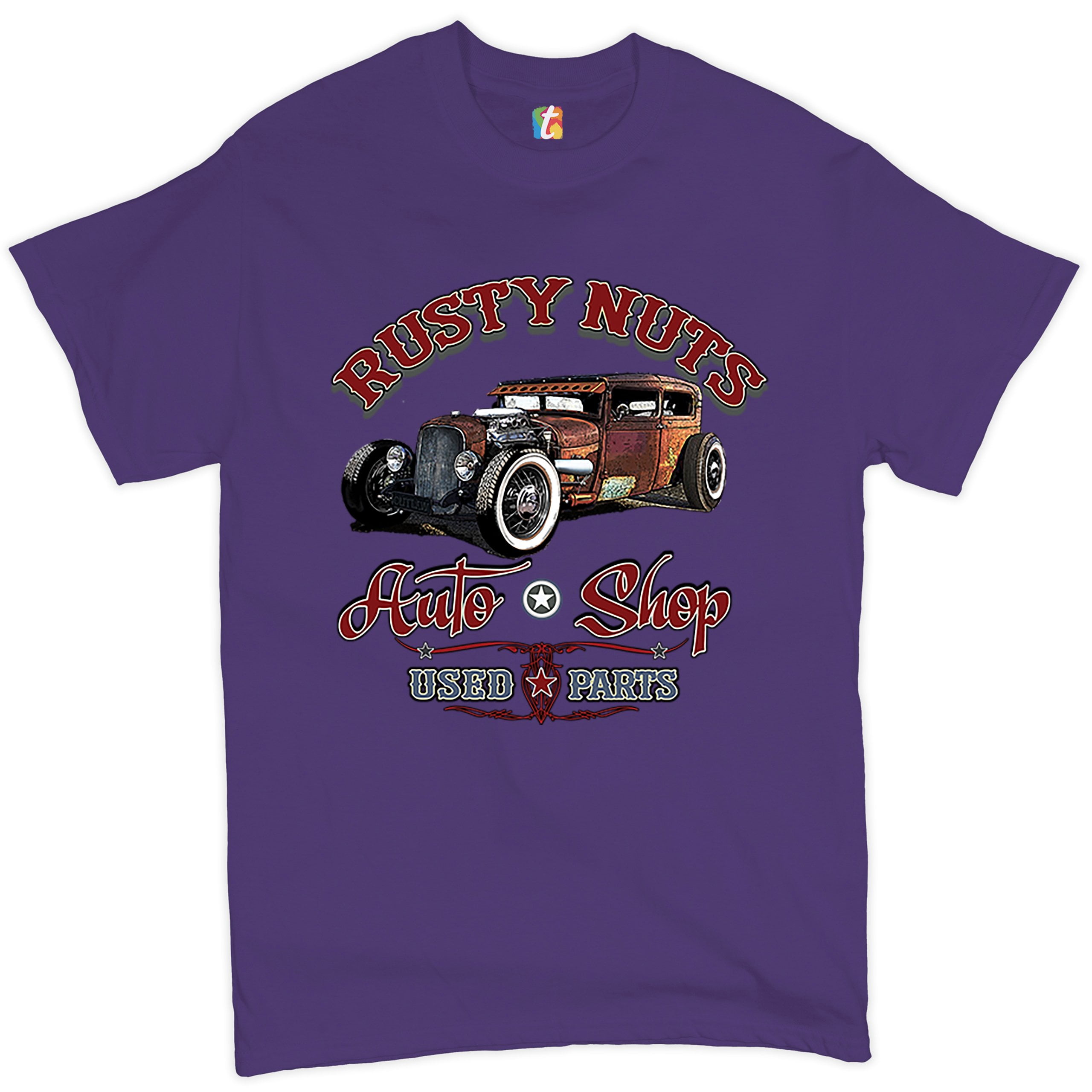 Tee Hunt Rusty Nuts Auto Shop T-shirt Hot Rod Rat Rod Vintage Old ...