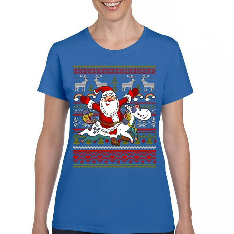 Santa riding a unicorn sweater walmart discount