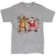 thumbnail image 1 of Tee Hunt Santa Claus and Rudolph Dab Dance T-Shirt Merry Christmas Xmas Men's Tee, Gray, X-Large, 1 of 5