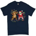 thumbnail image 1 of Tee Hunt Santa Claus and Rudolph Dab Dance T-Shirt Merry Christmas Xmas Men's Tee, Navy Blue, Small, 1 of 5