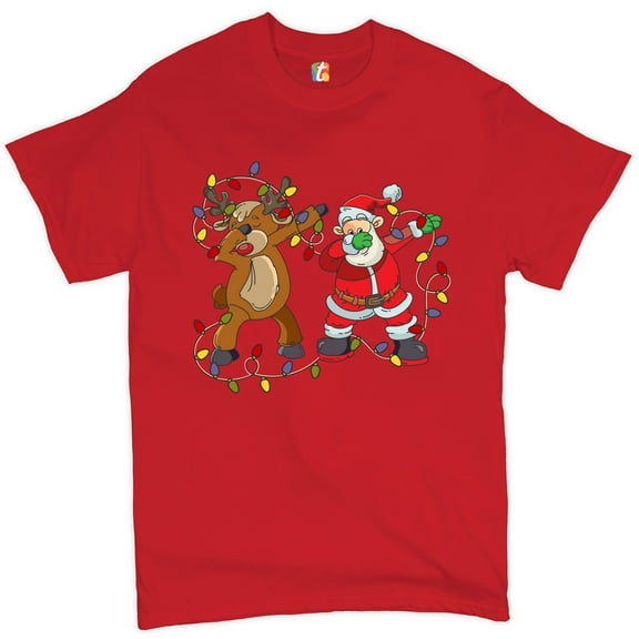 Tee Hunt Santa Claus and Rudolph Dab Dance T-Shirt Merry Christmas Xmas Men's Tee
