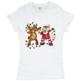 thumbnail image 1 of Tee Hunt Santa Claus and Rudolph Dab Dance T-Shirt Merry Christmas Xmas Women's T-Shirt Tee, White, X-Large, 1 of 5