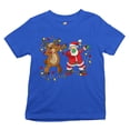 thumbnail image 1 of Tee Hunt Santa Claus and Rudolph Dab Dance Youth T-Shirt Merry Christmas Xmas Kids, Blue, Large, 1 of 5