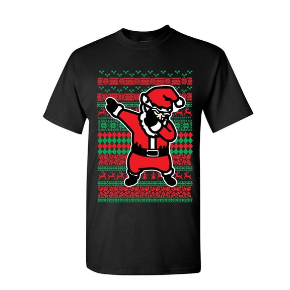 Tee Hunt Santa Dab Dancing Ugly Sweater T-Shirt Christmas Xmas Ho Ho Ho Mens Shirt, Black, Large