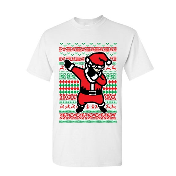 Tee Hunt Santa Dab Dancing Ugly Sweater T-Shirt Christmas Xmas Ho Ho Ho Mens Shirt, White, XX-Large