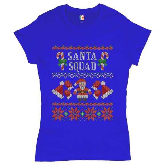 Tee Hunt Santa Squad T-Shirt Cute Ugly Sweater Merry and Bright Christmas Women's T-Shirt Tee