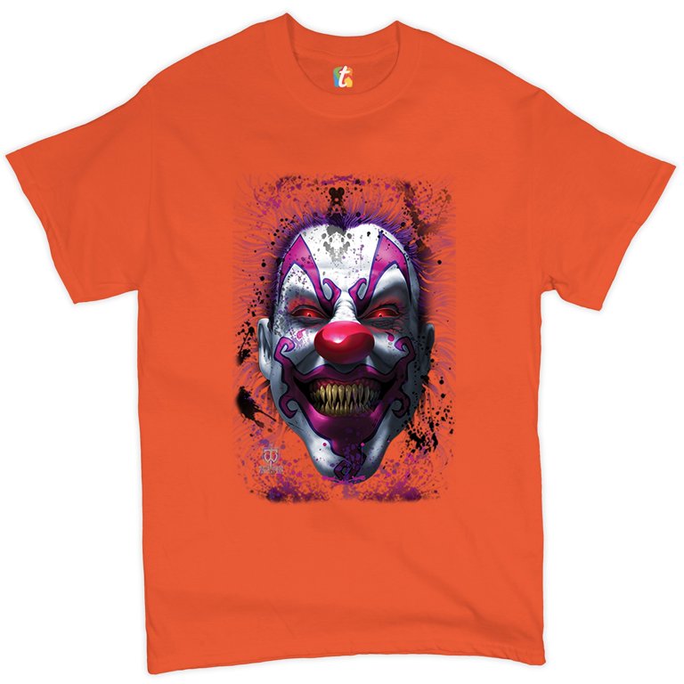 Tee Hunt Scary Creepy Grinning Clown T Shirt Spooky Halloween