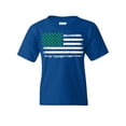 thumbnail image 1 of Tee Hunt Shamrock American Flag Kids T-Shirt St Patricks Day Paddy Irish Boys Girls Tee, Blue, X-Large, 1 of 5