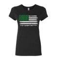 thumbnail image 1 of Tee Hunt Shamrock American Flag Women's T-Shirt Novelty T-Shrit St Patricks Day Paddy Irish Tee, Black, Large, 1 of 5