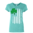 thumbnail image 1 of Tee Hunt Shamrock Flag Stars and Stripes Women's T-Shirt Irish St. Patrick's Day Shirt, Light Blue, XX-Large, 1 of 5