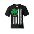 thumbnail image 1 of Tee Hunt Shamrock Flag Stars and Stripes Youth T-Shirt Irish St. Patrick's Day Kids Tee, Black, Medium, 1 of 5