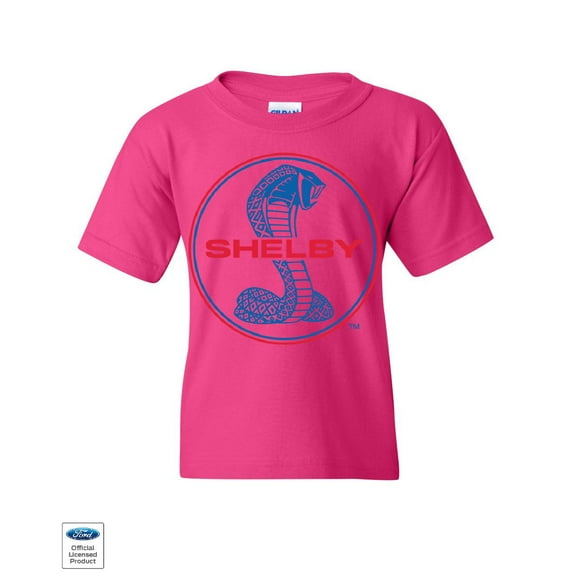 Tee Hunt Shelby Cobra Ford Mustang Youth T-Shirt American Muscle Ford Racing Kids Tee, Pink, X-Large