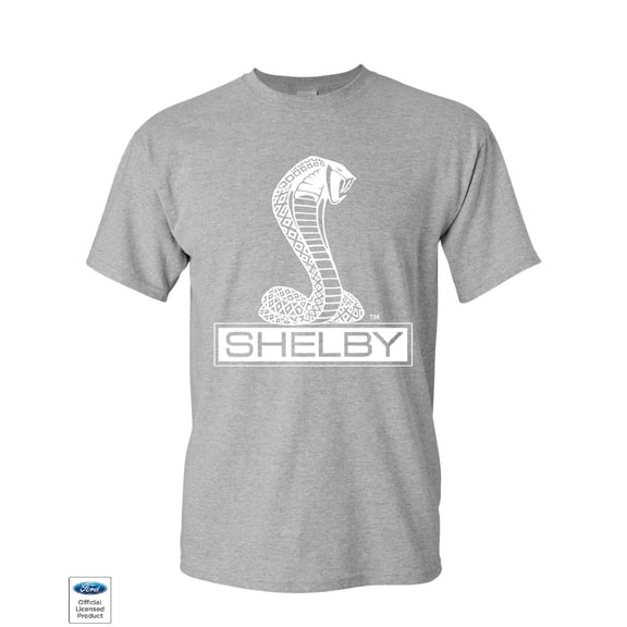 Tee Hunt Shelby Cobra T-Shirt American Classic Muscle Car Ford Mustang Mens Shirt, Gray, Large