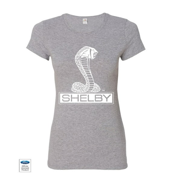 Tee Hunt Shelby Cobra Women's T-Shirt American Classic Muscle Car Ford Mustang Shirt, Gray, Small