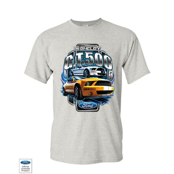 Tee Hunt Shelby GT500 Ford Performance T-Shirt Ford Mustang Cobra Racing Mens Shirt, Ash Gray, 3X-Large