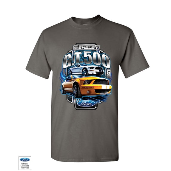 Tee Hunt Shelby GT500 Ford Performance T-Shirt Ford Mustang Cobra Racing Mens Shirt, Charcoal, Small
