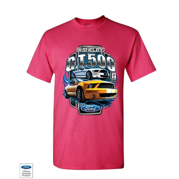 Tee Hunt Shelby GT500 Ford Performance T-Shirt Ford Mustang Cobra Racing Mens Shirt, Hot Pink, Small